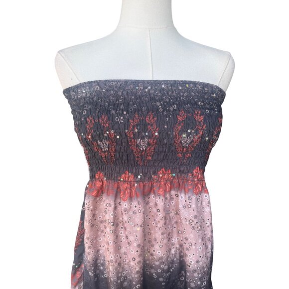 Vintage Ingear Y2K‎ Boho Strapless Midi Dress L Dark Fairy Ren Faire Gypsy - Picture 2 of 9